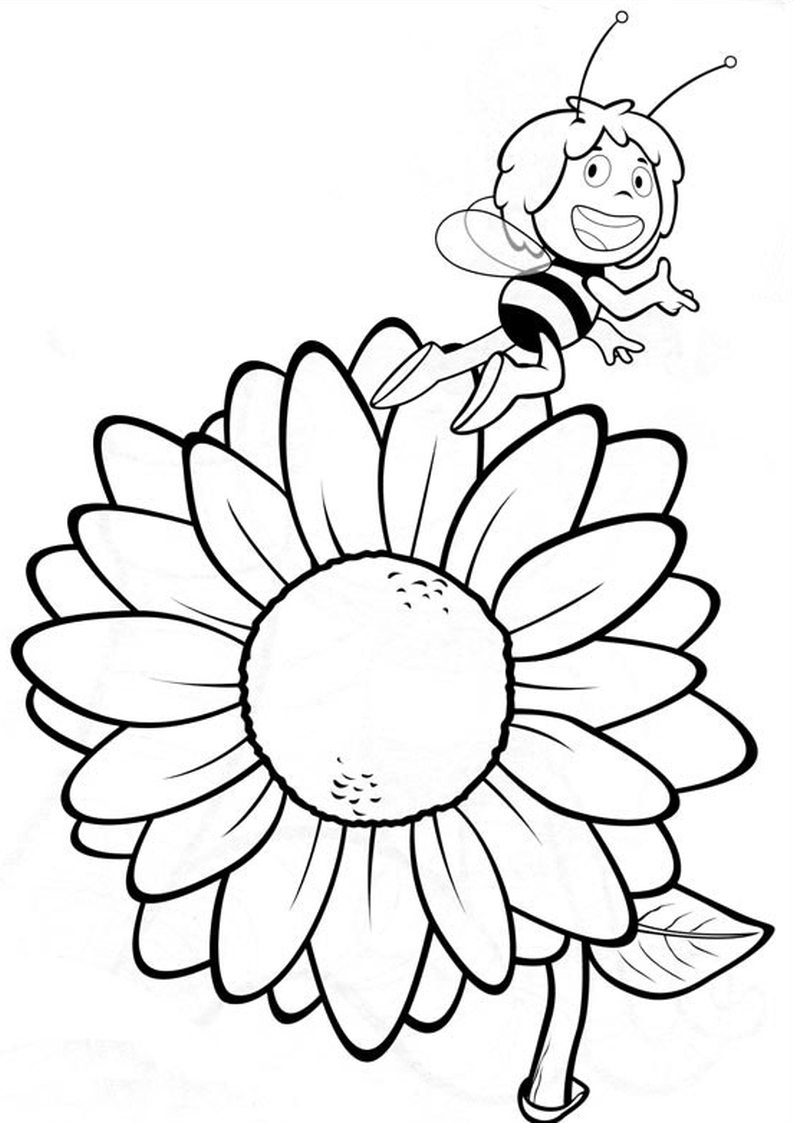 Online coloring book: May and the flower coloring page